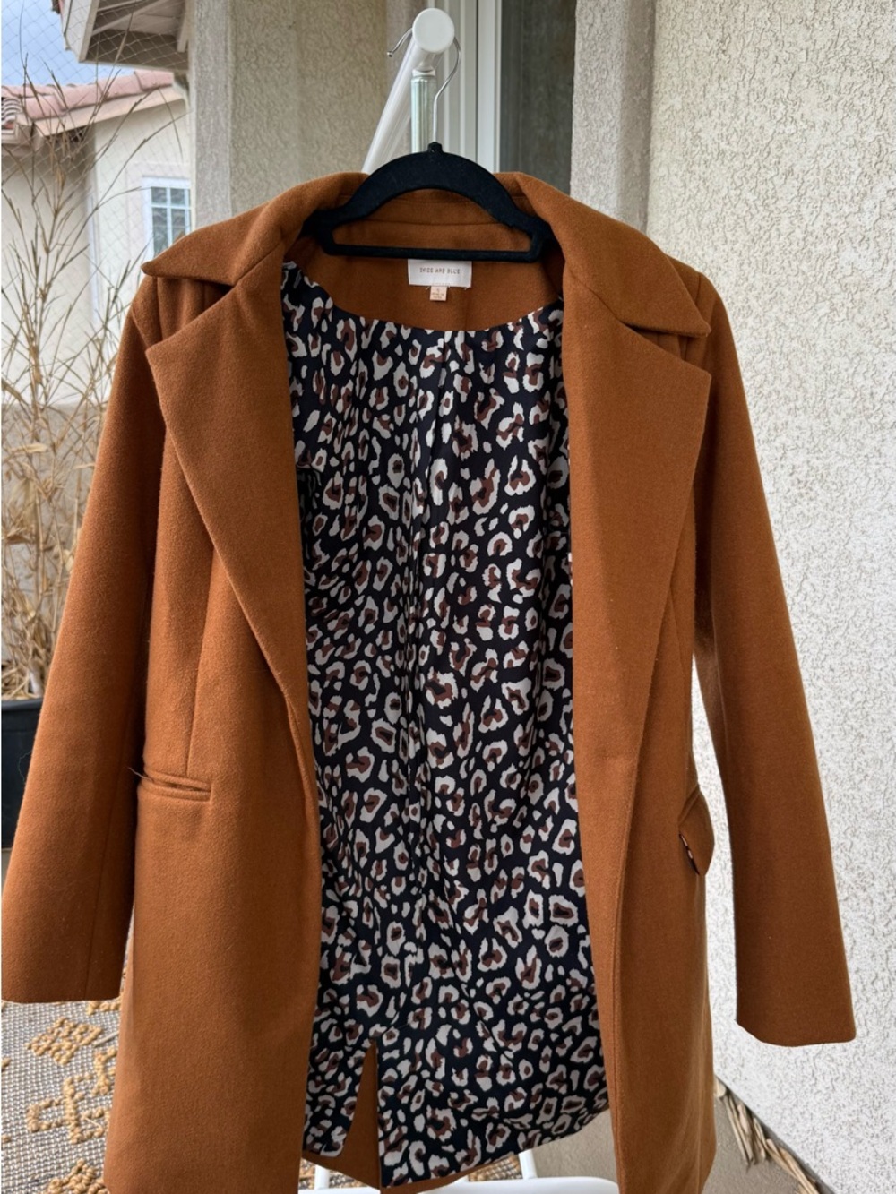 Skies Are Blue Rust Brown Trench Coat with Leopard Lining